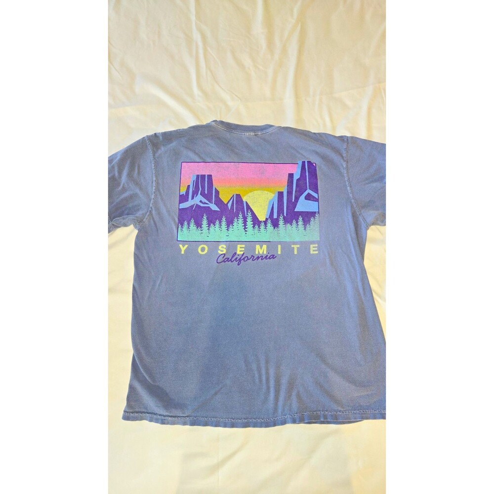 BUZZ Blue Yosemite California Nature Graphic Cotton Crew Neck Tee Men's L